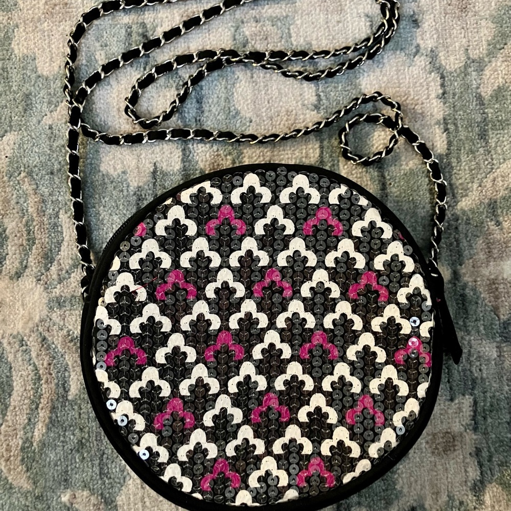 Vera Bradley Black and Pink Sequin Crossbody Bag